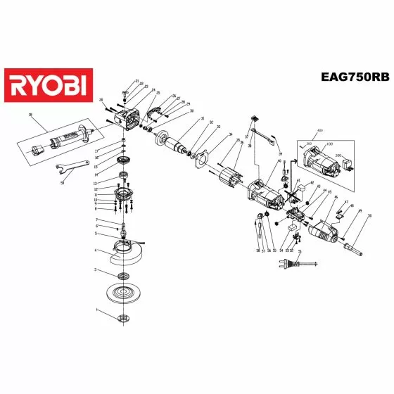 Ryobi EAG750RB Spare Parts List Type: 5133000544